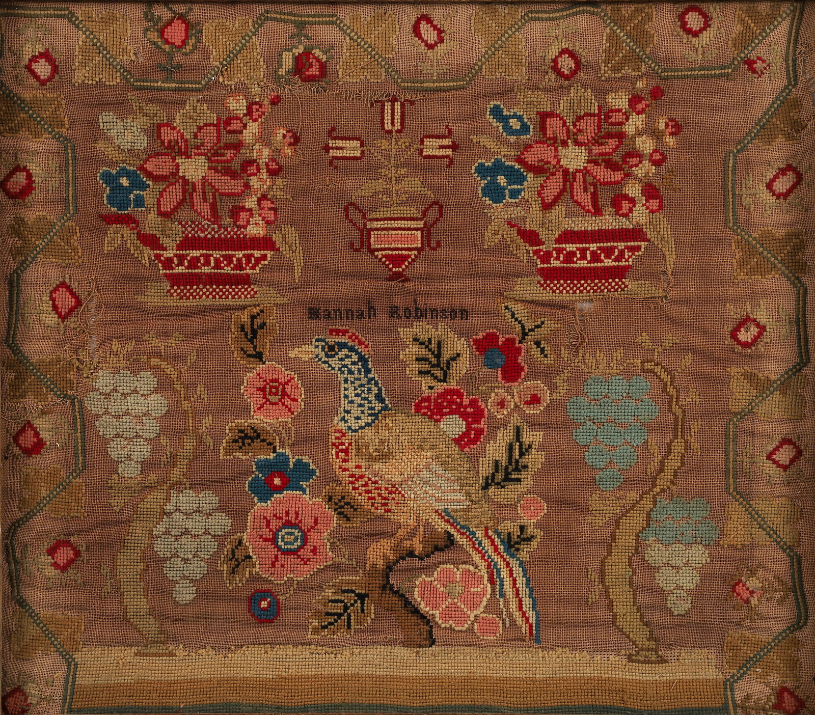 Large 19th century Needlework Sampler Hannah Robinson (1 of 3)