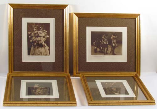 4 Edward Curtis Native American octavo photogravur: Artist: Curtis , Edward Sheriff (American 1868-1952) Title: A Cowichan Mask, Warrior Feather Head-Dress-Cowichan, Hamatsa-Gagyuhl, Navaho Date: 1904-1914 Medium: photogravures Dimensions: 8.75 x 6.25