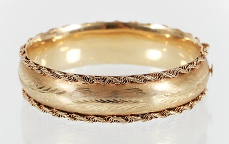 Vintage 14K Daniel S. Rine Bangle Bracelet