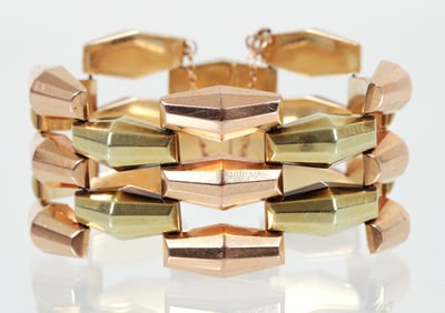 14K Gold M.C. Mossalone Retro Link Bracelet