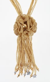 Sidra Italy 18K Woven Gold Rose Necklace