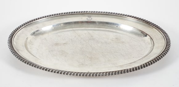 English Sterling Silver Gadrooned Edge Tray 1844