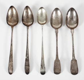5 Irish and English Georgian Silver Spoons 1823, 1797