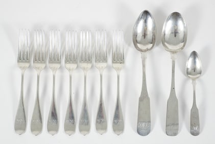 10 American Coin and Sterling Silver Spoons and Forks