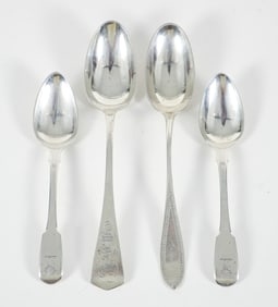 Lot of 4 English and American Sterling Silver Spoons