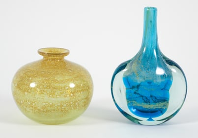 Pair Michael Harris for Mdina Art Glass including Fish Vase