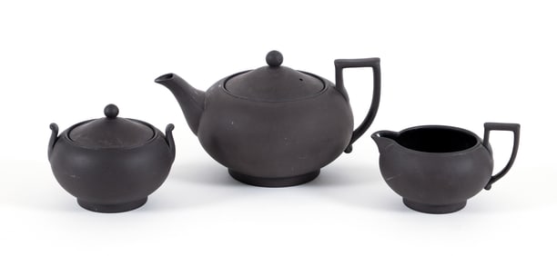 Wedgwood Black Basalt 3 Piece Tea Set