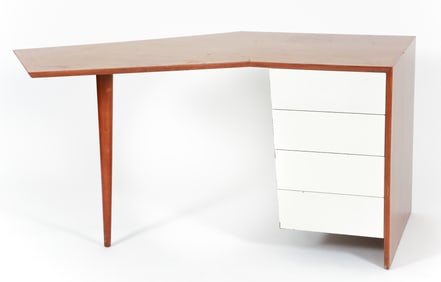 Striking Mid Century Modern Asymmetrical Top Desk