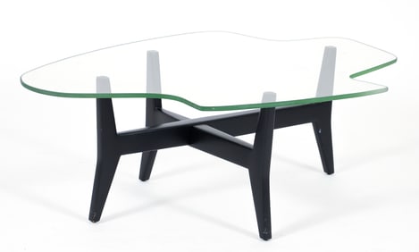 Attr. Jens Risom Model T-362 Glass Top Cocktail Table