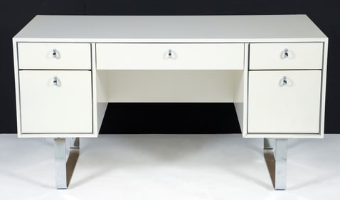West Michigan Furniture Co. Modernist Desk White Lacquer