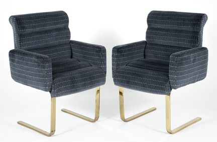 Pr. Preview Furniture Cantilevered Lounge Armchairs