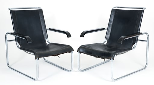 Pair Marcel Breuer for Thonet B35 Lounge Chair by ICF