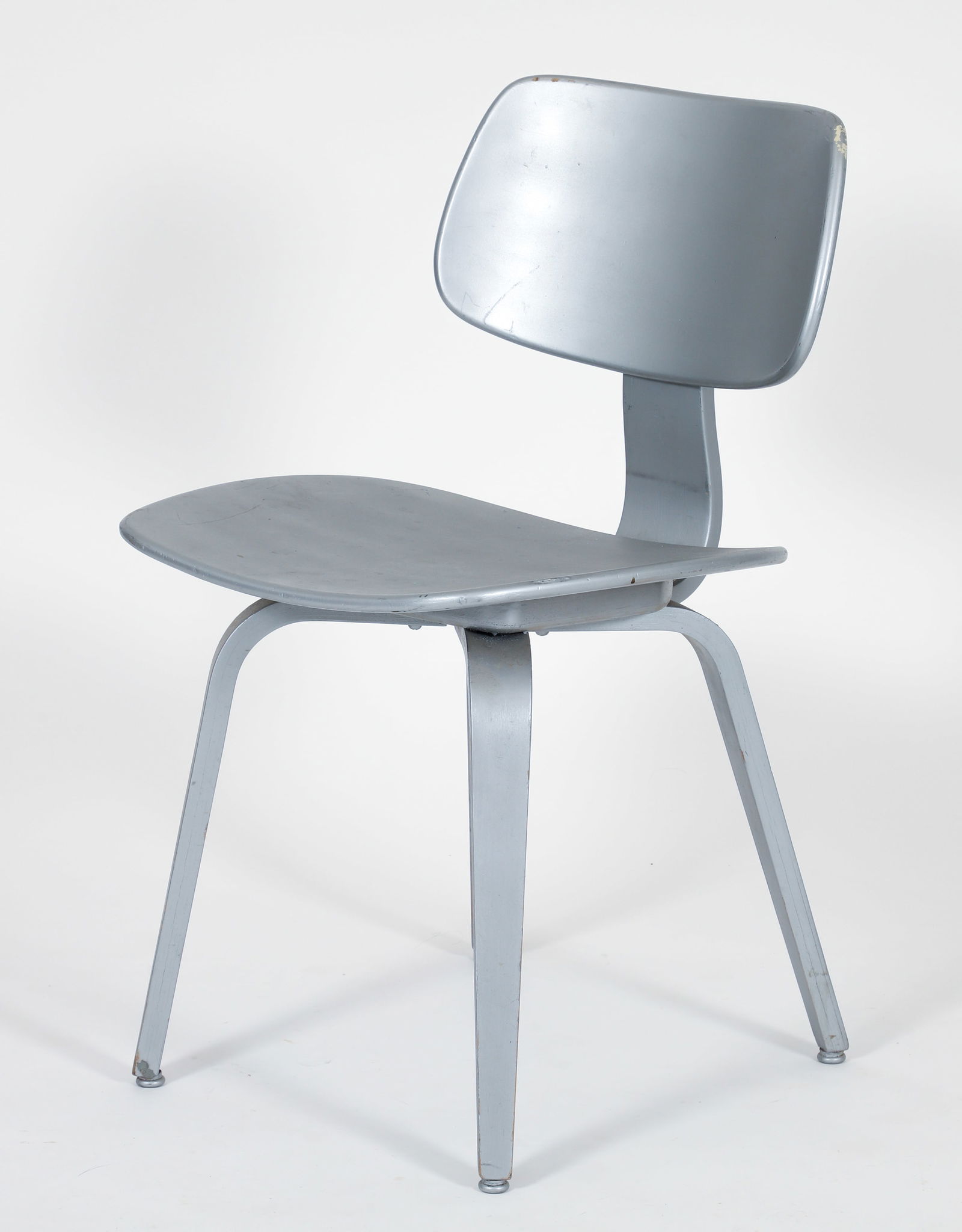 Mid Century Modern Thonet Bentwood Plywood Birch Dining Chair: Mid Century Modern Thonet Bentwood Plywood Birch Dining Chair painted silver, 31 x 19x 21 inches, seat height 18 inches.