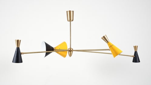 Stilnovo Style Italian Modernist 4 Arm Chandelier