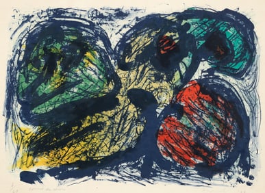 Pierre Alechinsky 1962 CoBrA lithograph Comme des Chiens