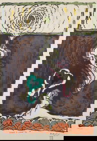 Pierre Alechinsky 1975 lithograph Gnomes et Gnoses III