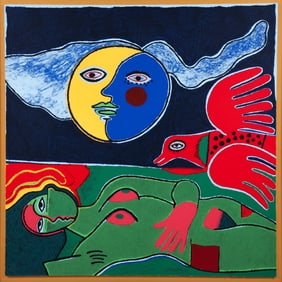 Corneille 1990 orig serigraph Femme Nue Sous la Lune