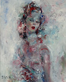 Louis Dazza oil painting Standing Topless Nude, circa 1950