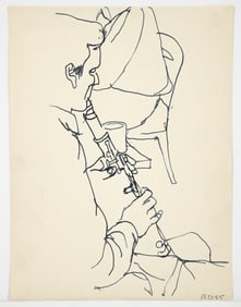 Richard Diebenkorn 1950s ink drawing Oboe Player