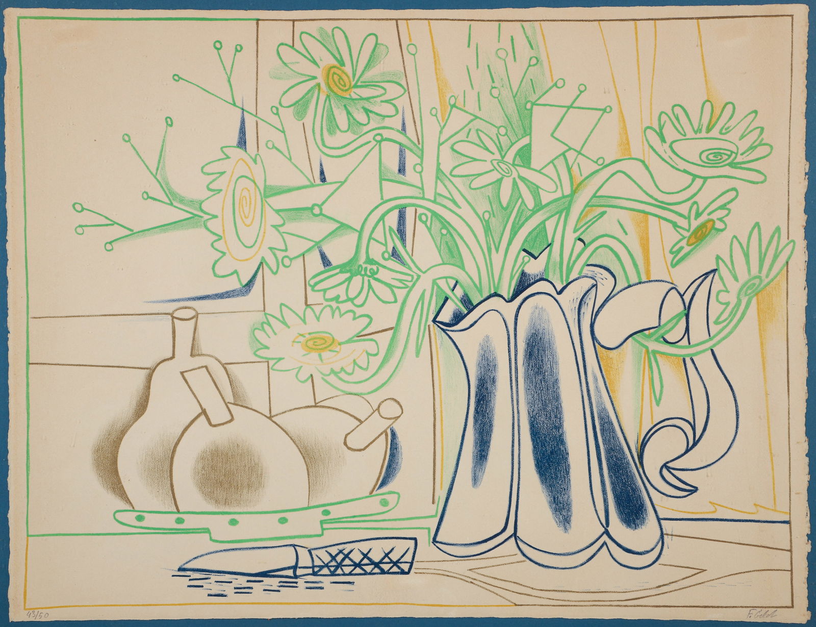 Francoise Gilot (1921 2023 French) Sunflowers Lithograph