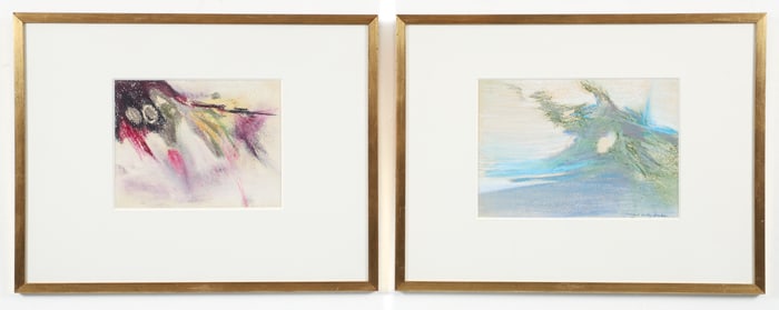 2 Aaronel deRoy Gruber framed pastels Untitled Abstractions
