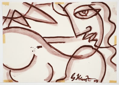 George Keyt Portrait of a Woman Study 1983 Watercolor