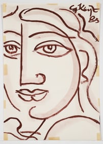 George Keyt Portrait of a Woman Study 1983 Watercolor