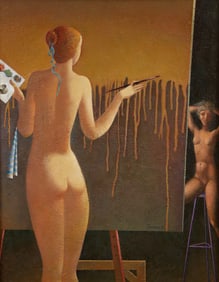 Yury Kokoyanin 1989 oil on masonite In The Studio