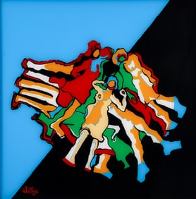 Watfa Midani painting of Figures Lounging