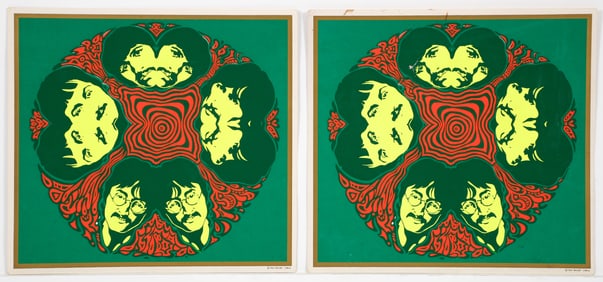 Pair of Beatles Johnny Miller Blacklight Sample Posters 1967
