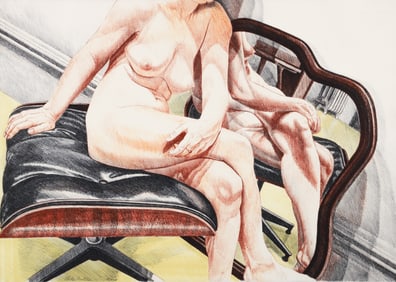 Philip Pearlstein Nude on Eames Stool Signed Litho 1977