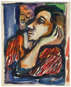 Charles Sebree watercolor Study for a Portrait 1930s
