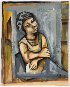 Charles Sebree mixed media Study for a Portrait c.1940