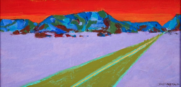 Harry Sternberg Oil on Board Desert Road