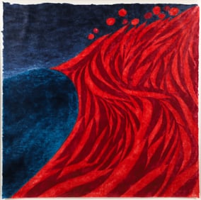 Carol Summers 1985 color woodcut The Lexington Fire