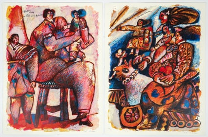 Pair of Theo Tobiasse Signed Original Lithographs