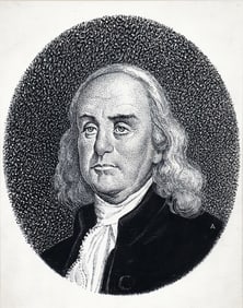 Andrey Avinoff ink portrait of Benjamin Franklin