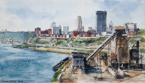 Cynthia Cooley 1988 Birmingham Bridge Study  ink and watercolor