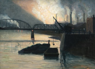 Aaron Gorson oil Nocturne on The Monongahela River