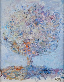 Lois Kaufman oil on paperboard Light Wash Tree