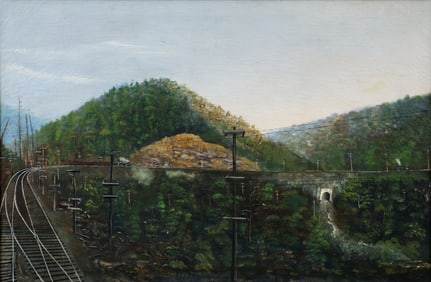 Horseshoe Curve Altoona Unsigned Oil on Canvas c.1900
