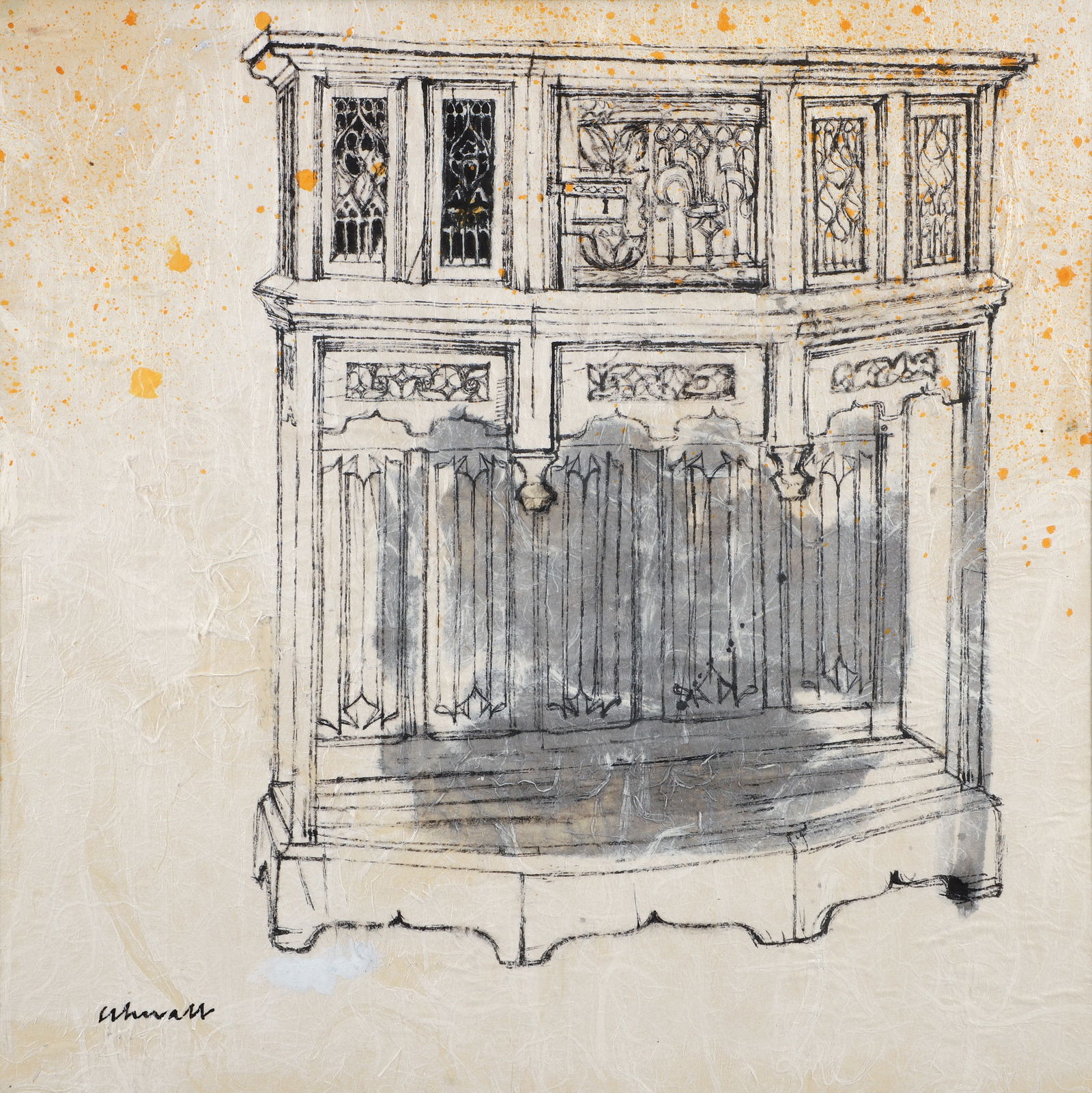 Harry Schwalb Museum Piece Ink and Gouache on Rice Paper (1 of 4)