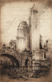 Joseph Stastny Western Gateway Pittsburgh Etching Signed