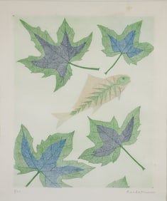 Keiko Minami Fish and Leaves etching