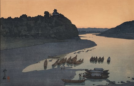 Hiroshi Yoshida Kiso River Signed Woodblock Jizuri Seal