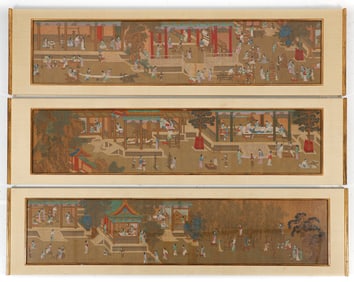 Framed Japanese Scroll of Women Engaged in Various Tasks