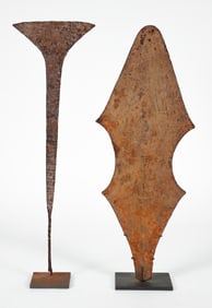 Mfumte and Idoma Iron Currency Objects with Fitted Stands