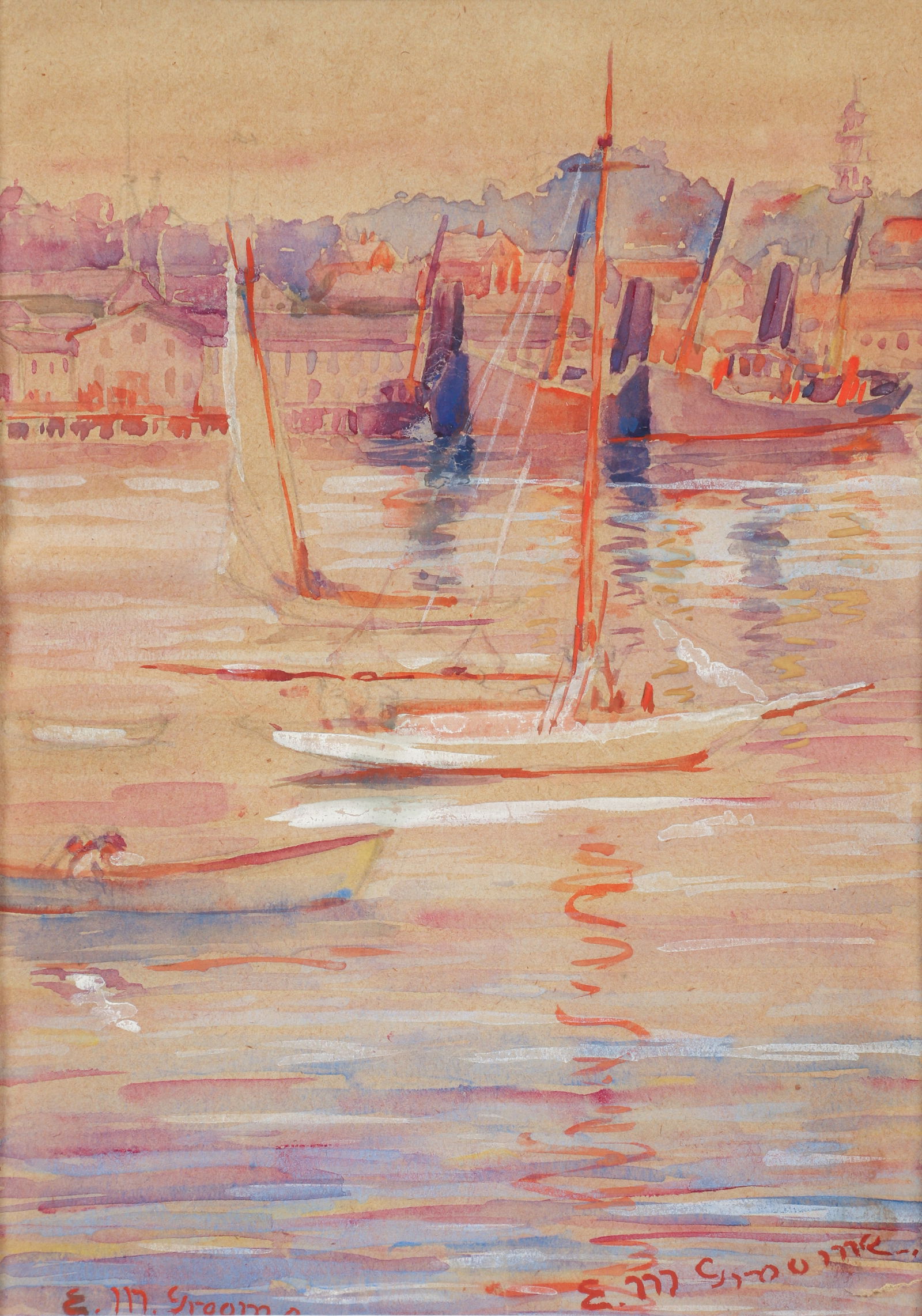 Esther M. Groome watercolor Sailboats Gloucester (1 of 3)