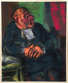 Benjamin D. Kopman color pastel Seated Man