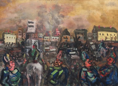 Benjamin D. Kopman oil Soldiers on Outskirts of Town